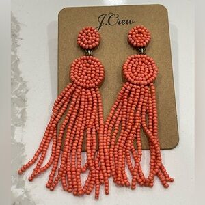 NEW J CREW CORAL BEADED STATEMENT EARRINGS